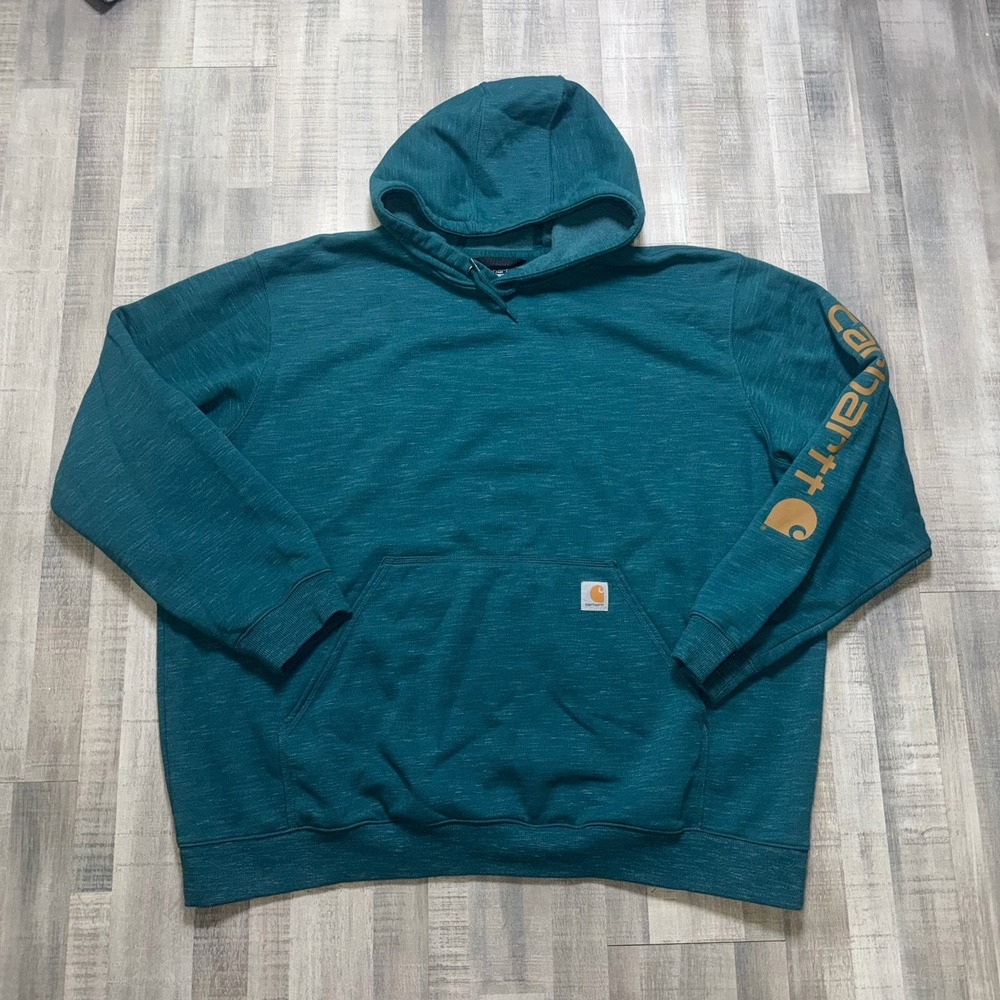 CARHARTT Loose Fit Midweight Logo Sleeve Graphic Sweatshirt Teal SZ 3XL